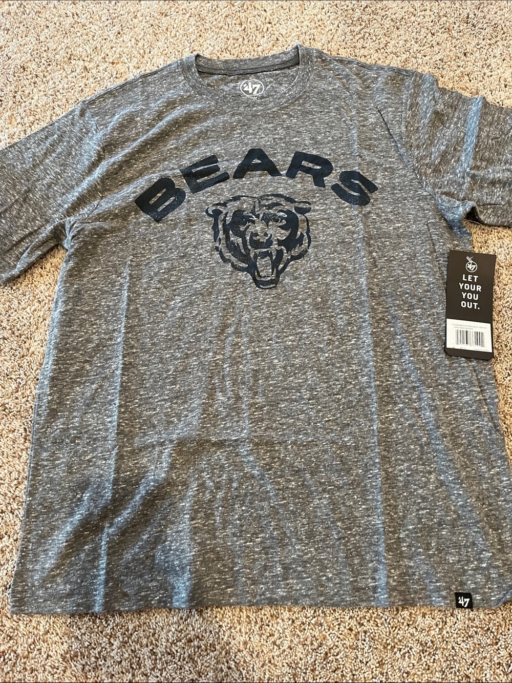 47 Brand Chicago Bears Gray Short Sleeve Tee with Logo